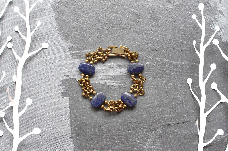 Mint julep (blue) -half's half of pure brass bracelet - สร้อยข้อมือ - โลหะ สีน้ำเงิน