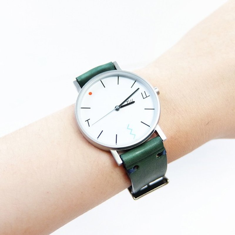 真皮 女錶 綠色 - TILL 有機皮革森林綠色錶帶手錶
