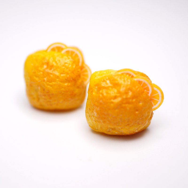 *Playful Design*  Danish Pastry with Orange Slice Earrings - Earrings & Clip-ons - Clay 