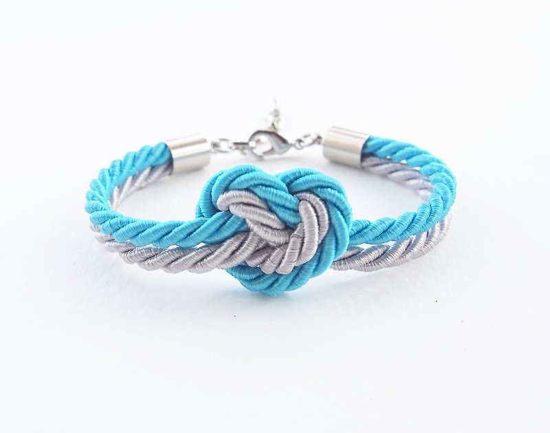 Blue and light gray heat knot bracelet - สร้อยข้อมือ - วัสดุอื่นๆ สีน้ำเงิน