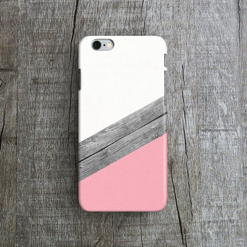Pink Leather, Wood Collage - Designer iPhone Case. Pattern iPhone Case. One Little Forest - เคส/ซองมือถือ - พลาสติก สึชมพู