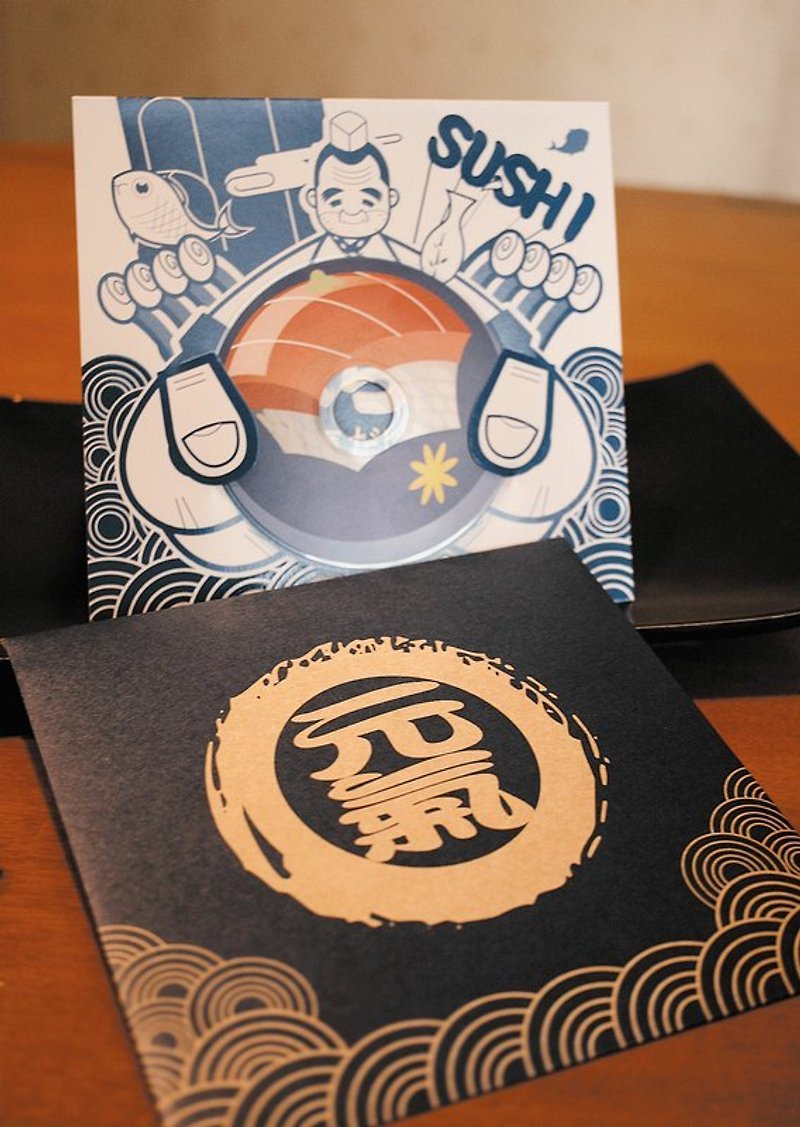 趣味數位卡片-元氣壽司 - 心意卡/卡片 - 其他材質 藍色