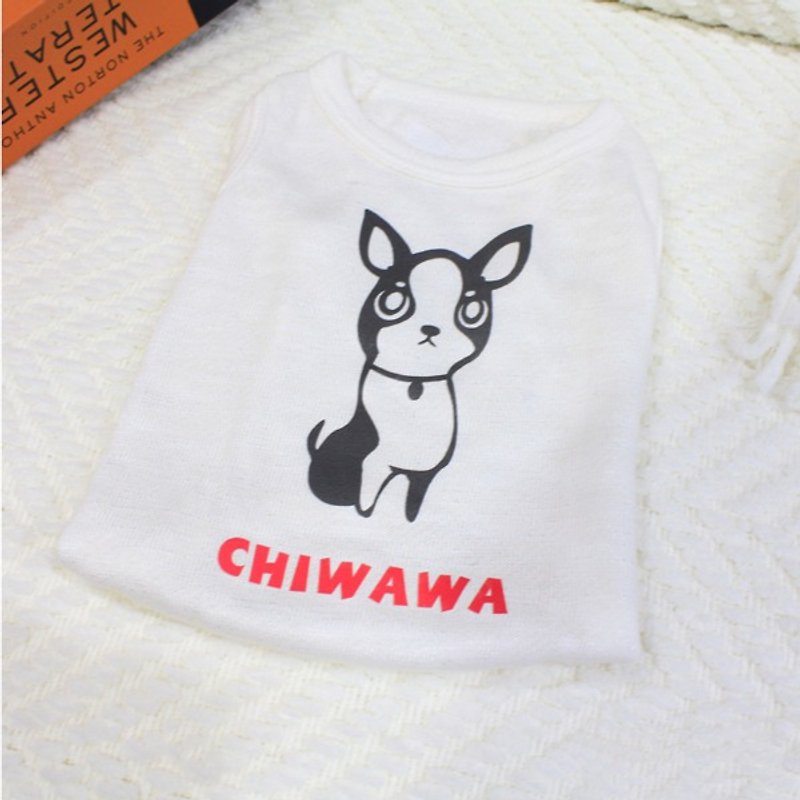 [毛孩姓名訂做款] 吉娃娃A款 Chiwawa 反光衣(毛孩款) - ชุดสัตว์เลี้ยง - ผ้าฝ้าย/ผ้าลินิน ขาว