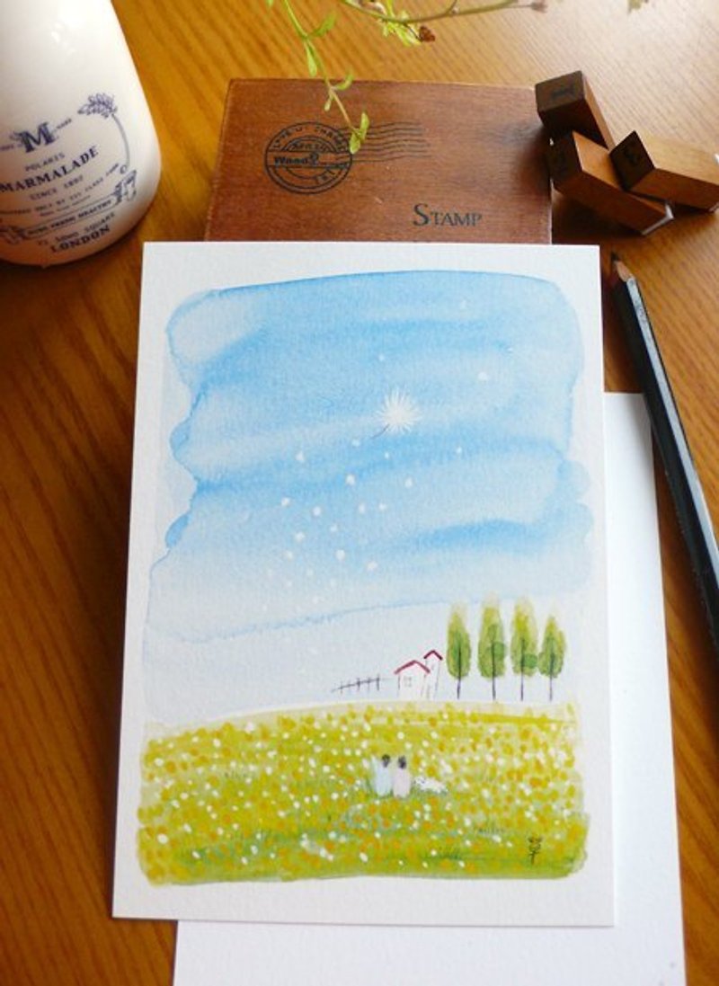 Flying in the spring sky! Dandelion postcard - Cards & Postcards - Paper Blue