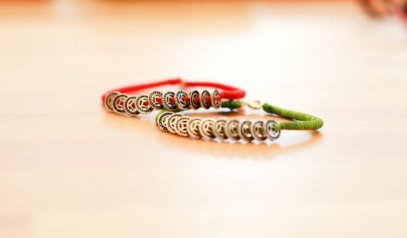 :: Nine Earn Ten Takes :: Ancient Money Wax Silk Bracelet - Bracelets - Waterproof Material Multicolor