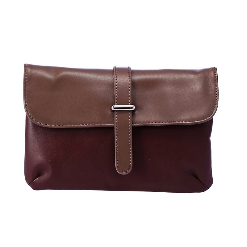 Little Phoebe | 7 inch tablet bag | coffee | clutch bag | dinner bag | leather material - กระเป๋าแมสเซนเจอร์ - หนังแท้ สีนำ้ตาล