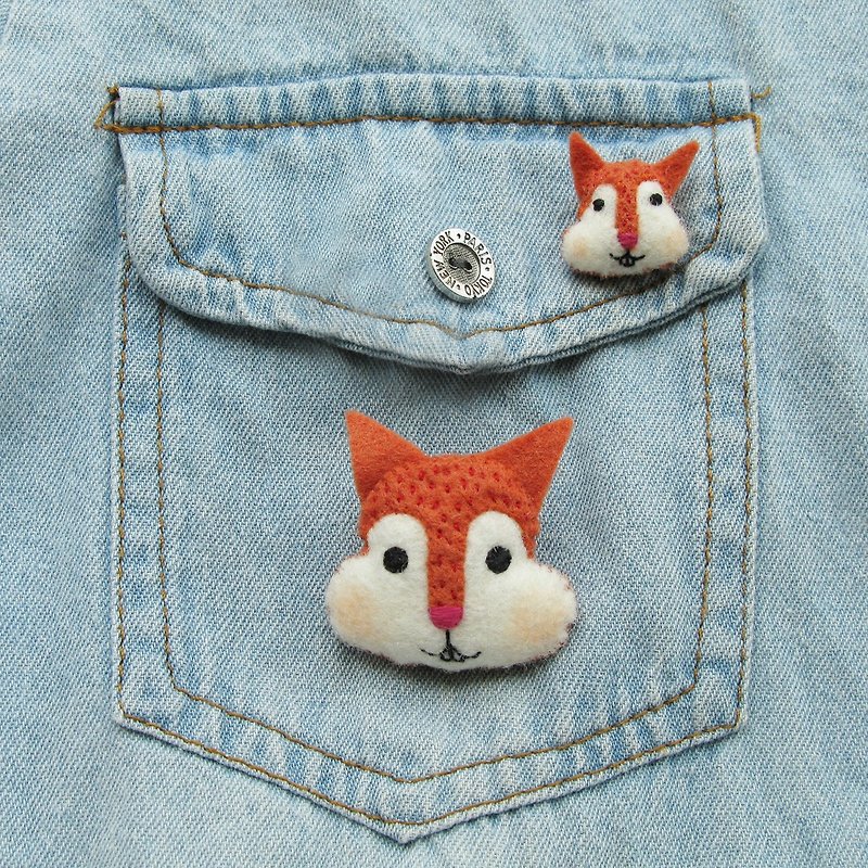Great Squirrel Squirrel badge pin mini X combination - เข็มกลัด - วัสดุอื่นๆ สีส้ม