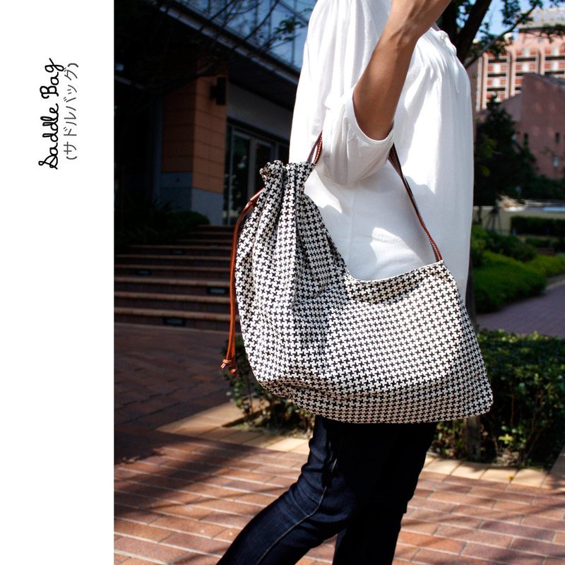馬鞍包 Saddle01 -- Houndstooth 千鳥格 - 側背包/斜背包 - 真皮 