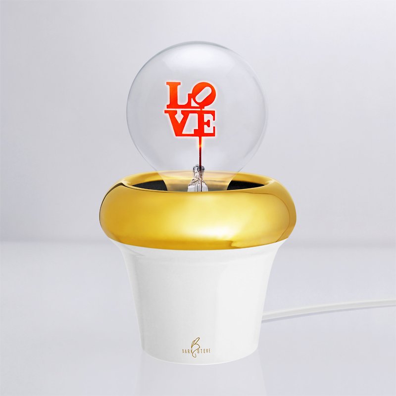 盆栽小夜燈 - 含 1 個 Love球燈泡 Edison-Style 設計師燈泡 - 燈具/燈飾 - 其他材質 白色