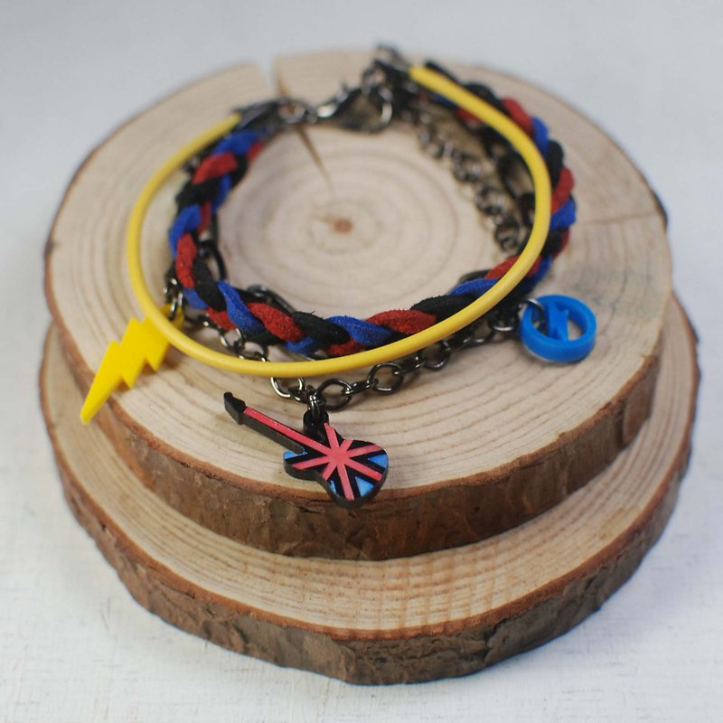 ROCKER British flag guitar multi-layered bracelet - Bracelets - Acrylic Red