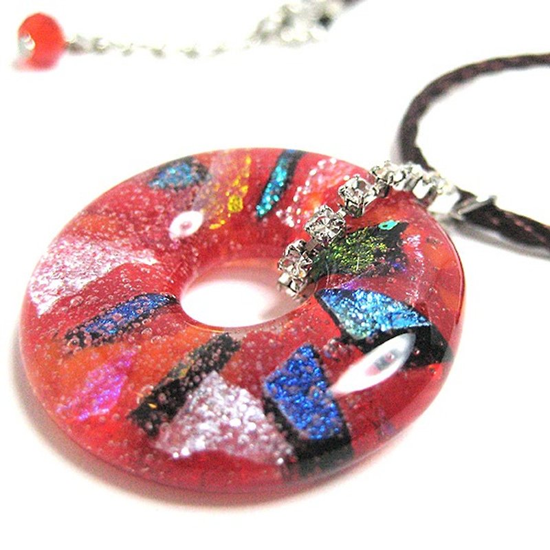 Red Colorful Jewelry Glass Ring Glass Necklace - สร้อยคอ - แก้ว สีแดง