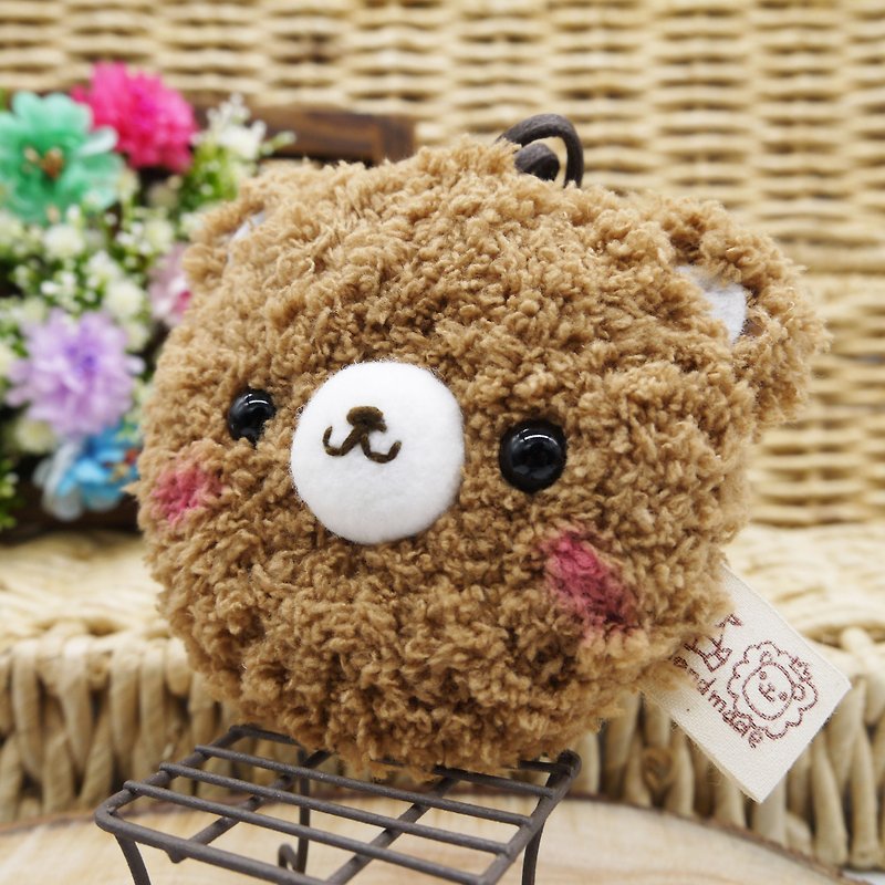 Caramel Bear-Cotton Candy Animal Small Round Mirror Portable Mirror Small Mirror Make-up Mirror - Makeup Brushes - Other Materials Brown