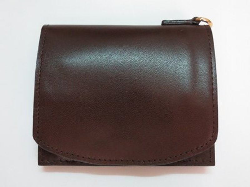 Perth quality goatskin short wallet / purse / female wallet / handmade custom / brown - Wallets - Genuine Leather Brown