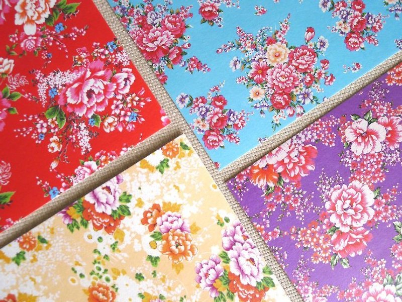 Taiwan floral cloth A postcard set (4 pieces) - Cards & Postcards - Paper Red