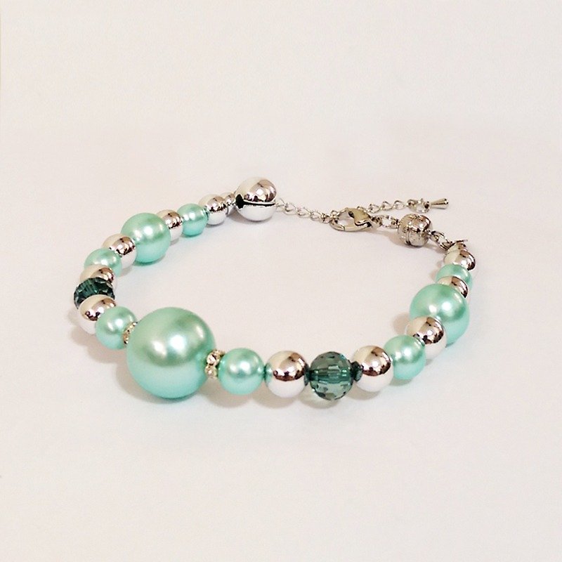 塑膠 項圈/牽繩 綠色 - Ella Wang Design 珠寶珍珠項鍊-淺綠色 貓咪 項鍊 項圈