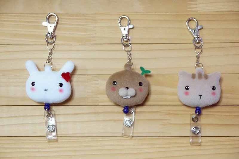 Bucute bag special ~ key ring retractable clip / global limited / birthday gift / handmade / - ID & Badge Holders - Other Materials White