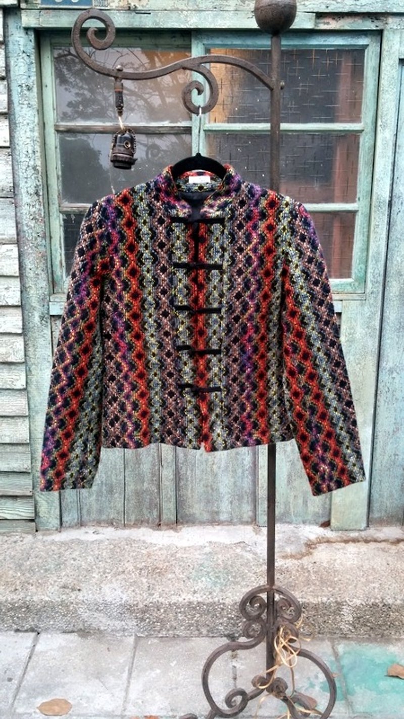 Quilted wool coat color Chinese knot - เสื้อแจ็คเก็ต - วัสดุอื่นๆ 