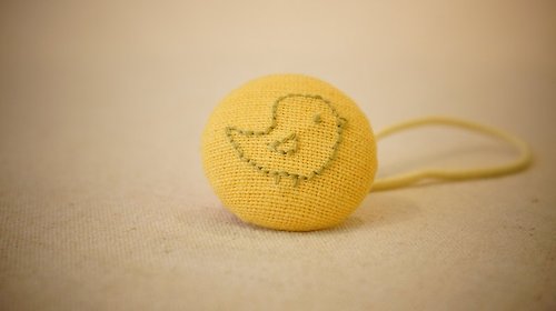 alma-handmade 手感布包釦髮束 - 黃色小雞