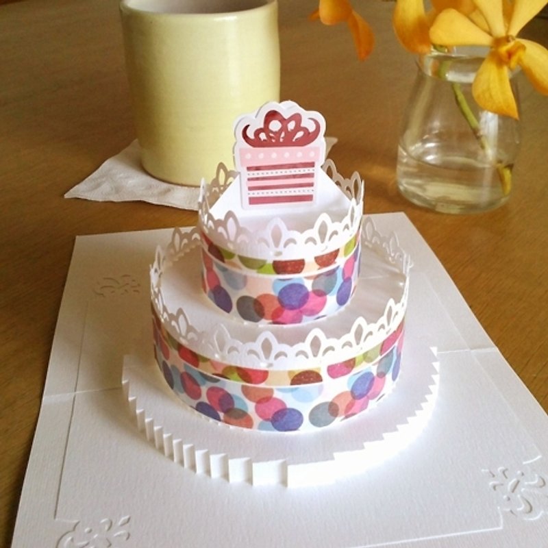 Three-dimensional paper sculptures Cake Card - Champagne bubbles - limited edition - Cards & Postcards - Paper Multicolor