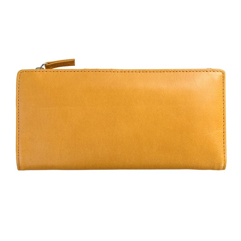 DAKOTA Long Clip_Tan / Camel - กระเป๋าสตางค์ - หนังแท้ สีเหลือง
