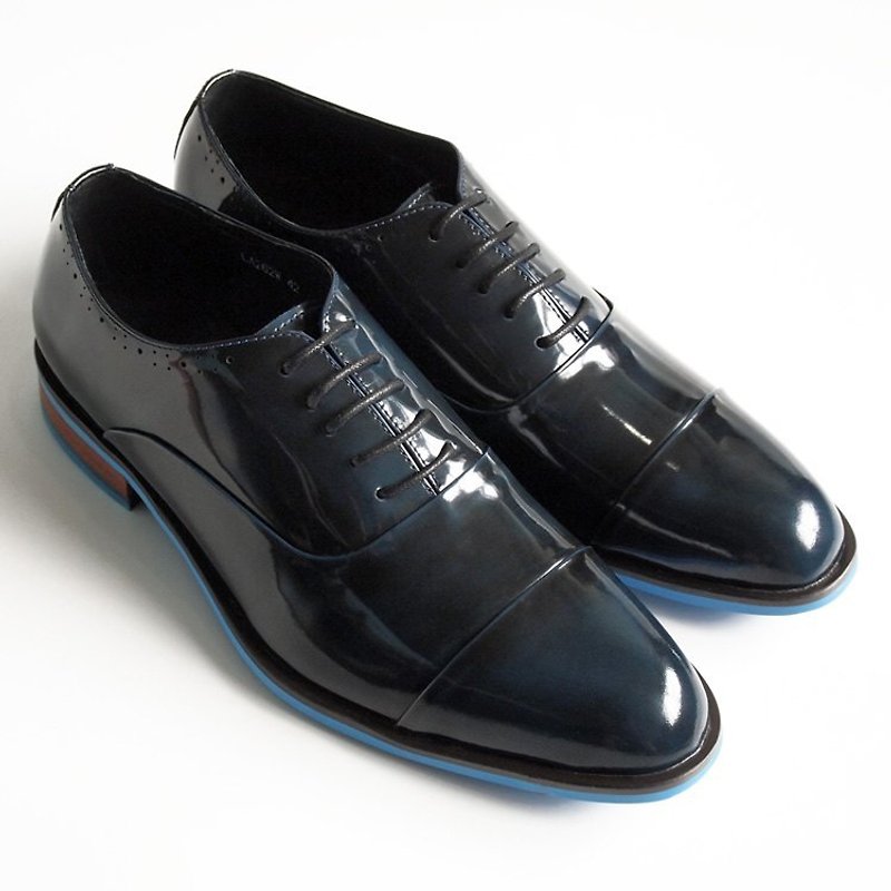 [LMdH]C1A24-39小牛皮真皮CAP-TOE開普托木跟藍底牛津鞋‧土耳其藍色‧免運費 - Men's Casual Shoes - Genuine Leather Blue