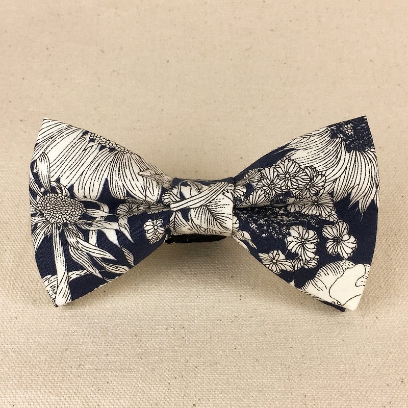 Mr.Tie 手工縫製領結 Hand Made Bow Tie 編號107 - 領呔/呔夾 - 棉．麻 藍色