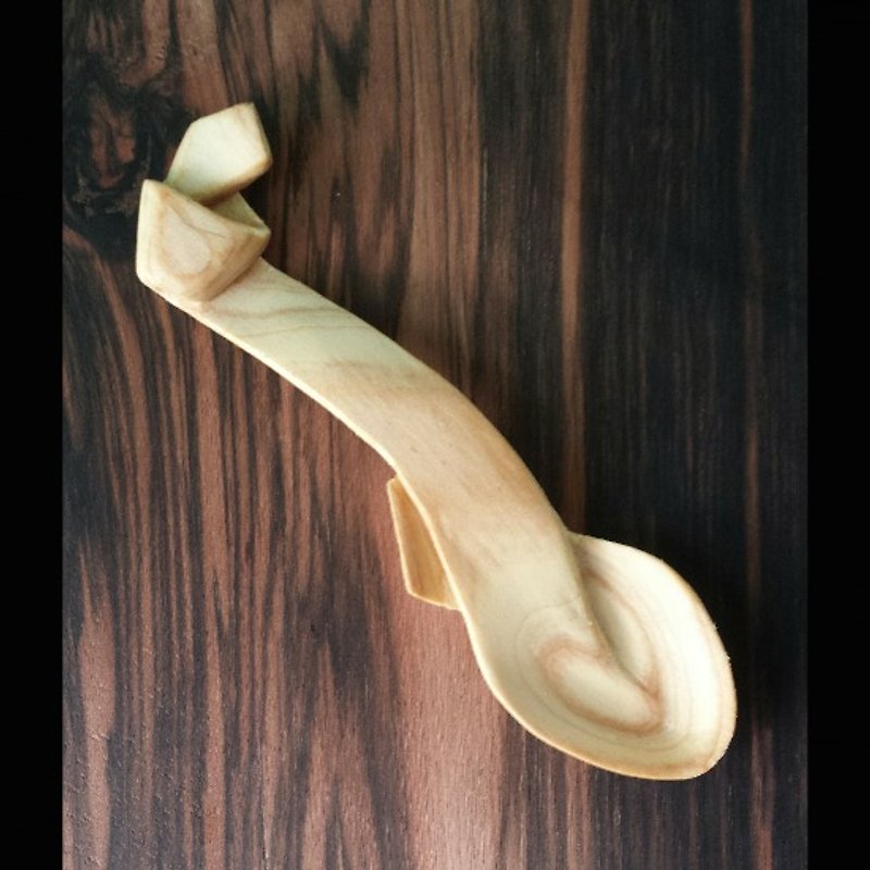 Ribbon-shaped wooden spoon - งานไม้/ไม้ไผ่/ตัดกระดาษ - ไม้ สีส้ม