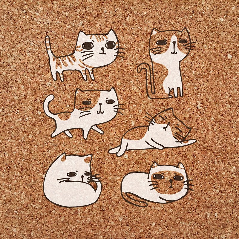 {139}好喜歡系列 之紋路貓貓，縷空透明貼紙 - 貼紙 - 防水材質 白色