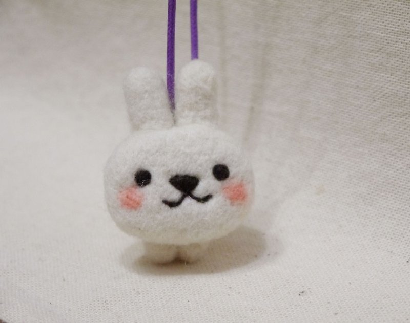 Sheep blankets jumping rabbit key ring / necklace / bag strap Optional features can be customized to look like a rabbit from the baby can own color - Headphones & Earbuds - Wool White