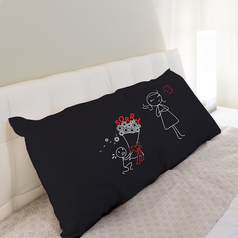 "Sorry Flower" Boy Meets Girl couple pillowcases by Human Touch - Pillows & Cushions - Other Materials Blue
