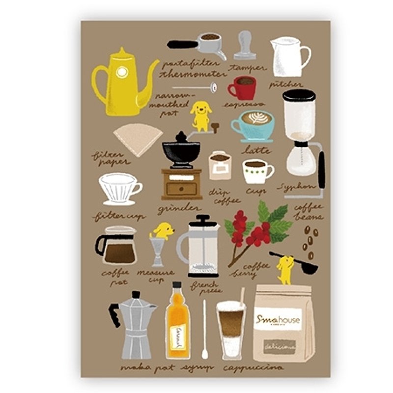 【ポカ】イラストポストカード ドッグマネージャーのコーヒーノート（No.45） - カード・はがき - 紙 ブラウン