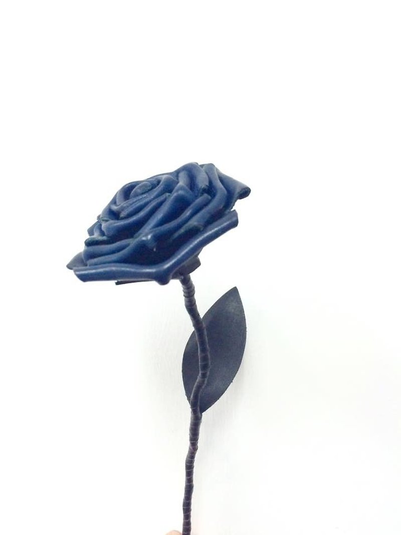Leather Blue Rose Blue Leather Rose - Other - Genuine Leather Blue