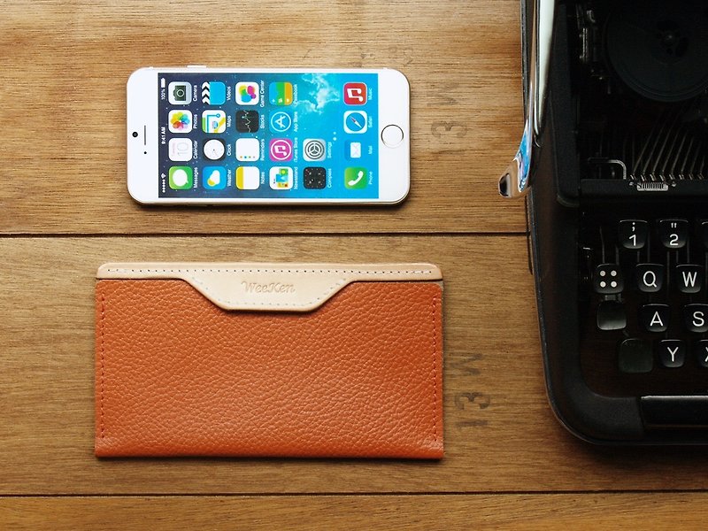 Leather Phone Case for iPhone 6/7/8 ( Custom Name ) - Brick Oran - อุปกรณ์เสริมคอมพิวเตอร์ - หนังแท้ สีส้ม