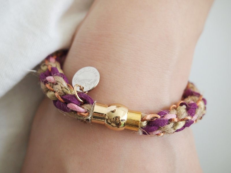 Customized simple hand-woven twist bracelet ● Made in Hong Kong - Bracelets - Other Materials Purple