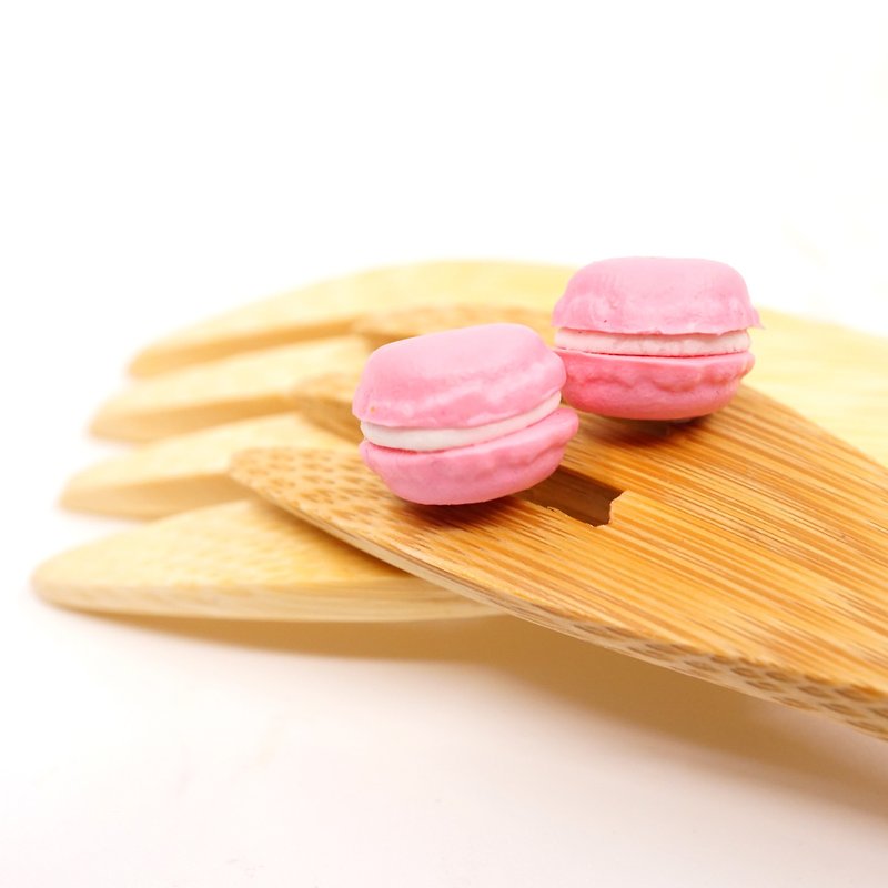 *Playful Design*  Rose Flavour Mini Macaron Earrings - ต่างหู - ดินเหนียว สึชมพู