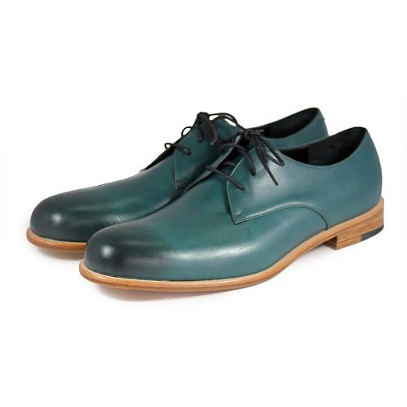 Derby shoes Larch M1125 Dark Green - Men's Leather Shoes - Genuine Leather Green