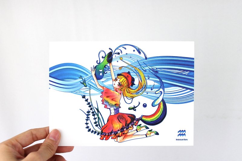 十二星座-Aquarius水瓶座 - 卡片/明信片 - 紙 藍色