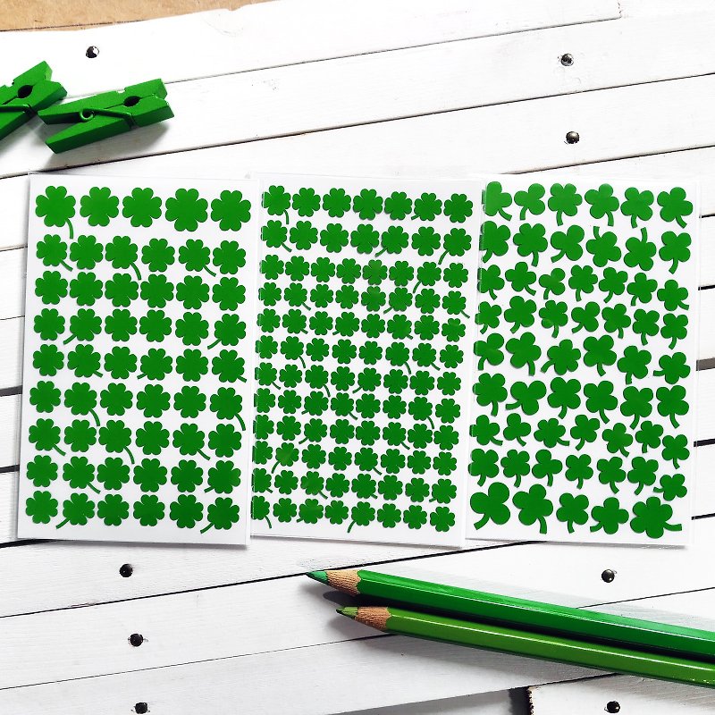 Clover Stickers (2 or 3 Pieces Set) - Stickers - Waterproof Material Green
