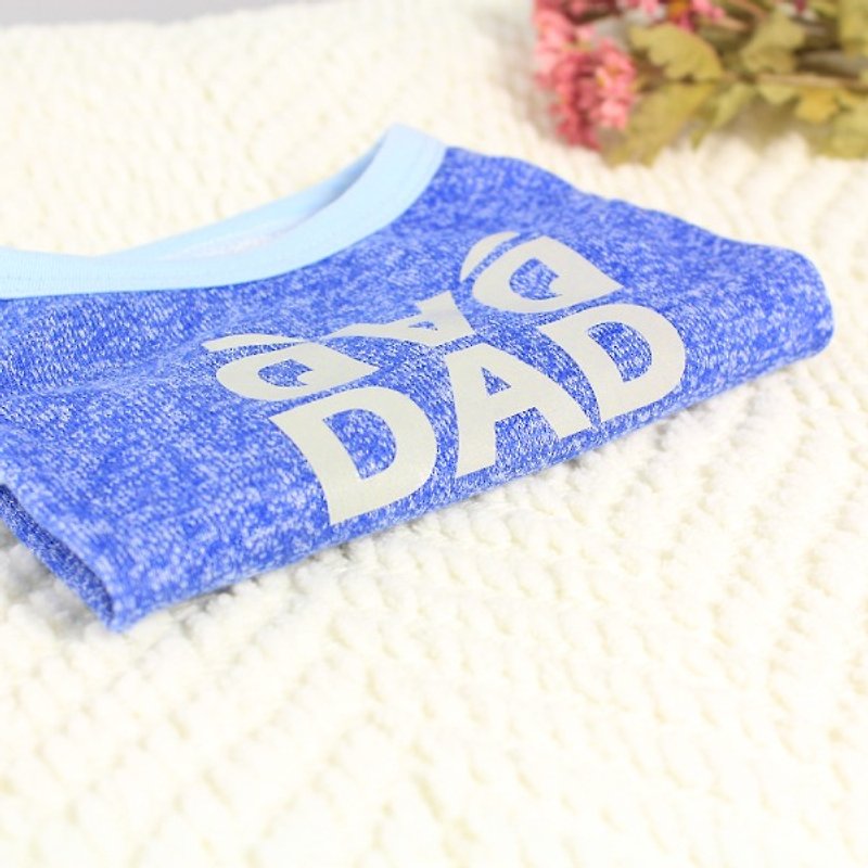 [反光寵物衣] 寵爹地 DAD (毛孩款) - 寵物衣服 - 棉．麻 藍色