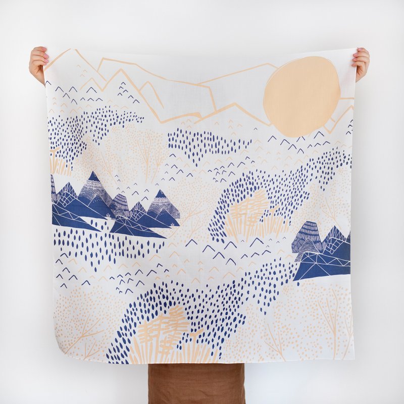 Link Mountain Blossom Furoshiki 日本風呂敷 - Cream - 側背包/斜背包 - 棉．麻 黃色