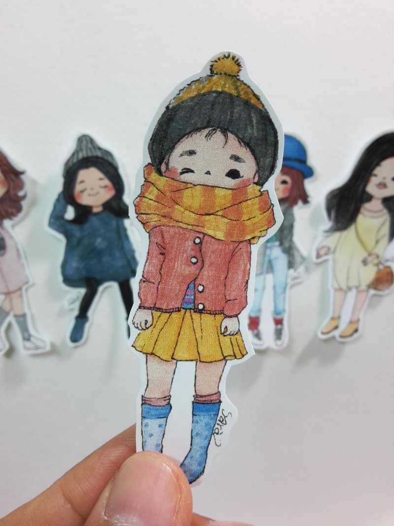 Girls stickers F group (five into a group) - สติกเกอร์ - กระดาษ สีส้ม