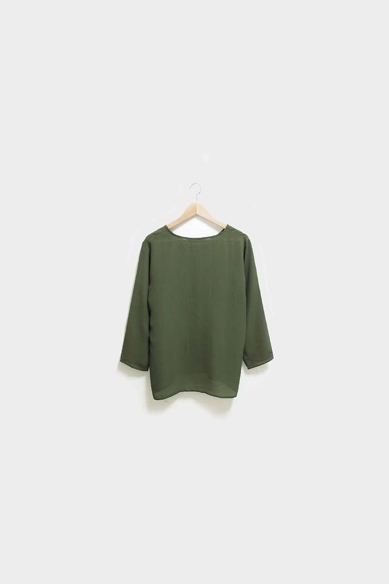 【Wahr】墨綠上衣 - Women's Shirts - Other Materials Multicolor