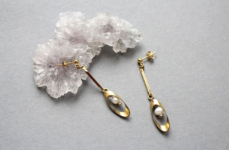 【Pearl】HORUS series-hanging earrings (Customizable clip-on) - Earrings & Clip-ons - Gemstone 