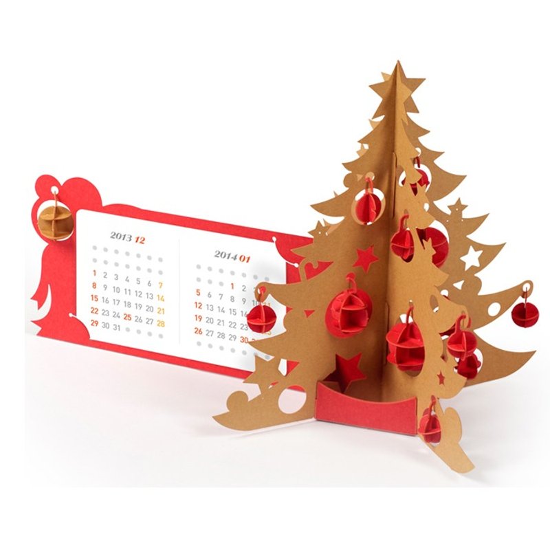 Papero DIYミニモデル紙の風景 - クリスマスカード（ヤシ）/クリスマスツリーカード（グリーン＆レッド） - シンプルなパッケージ入門します - 木工/竹細工/ペーパークラフト - 紙 ブラウン