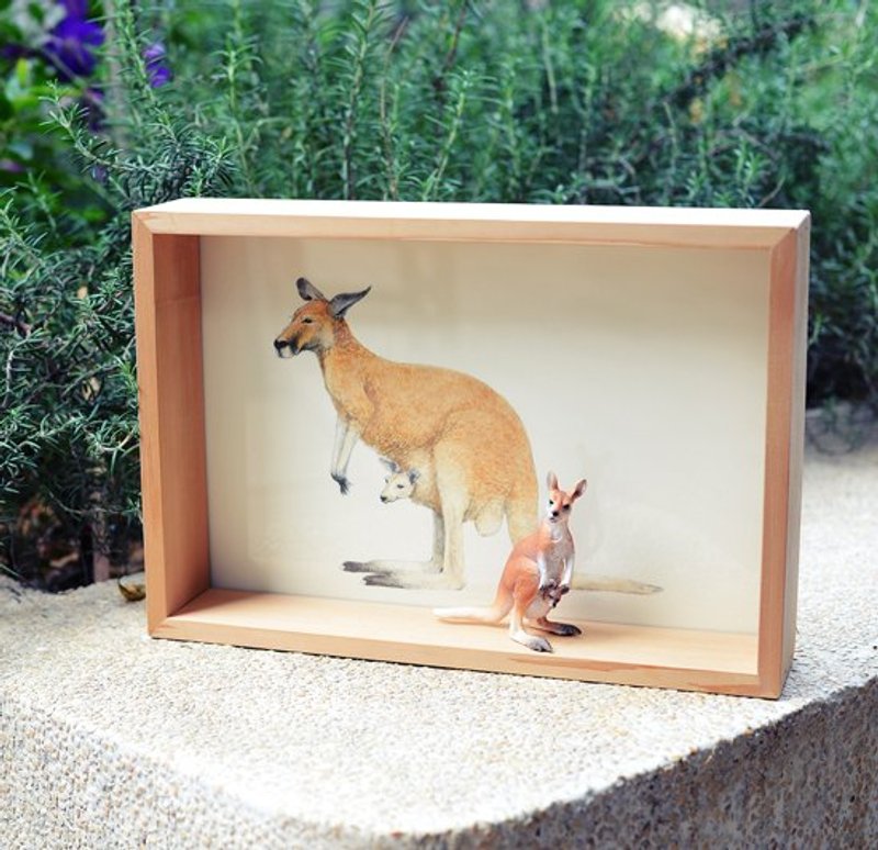 [Painting, animal AnimalPaintingCollection] box decorated - Kangaroo / small rectangular - ตกแต่งผนัง - อะคริลิค สีกากี