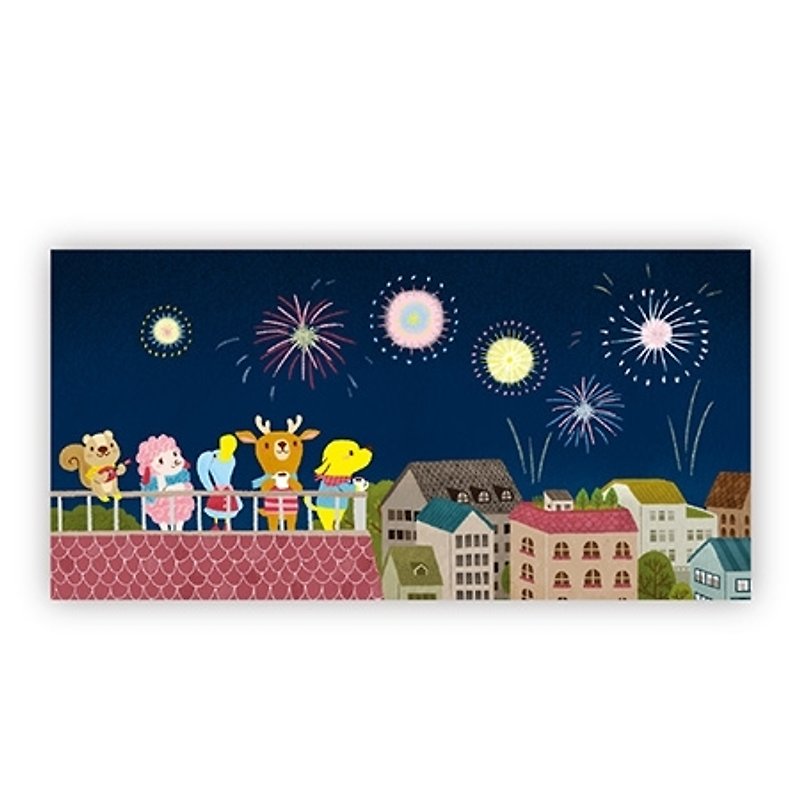 Poca Illustrated Postcard: Watching fireworks together for a lifetime (No. 36) - การ์ด/โปสการ์ด - กระดาษ สีน้ำเงิน