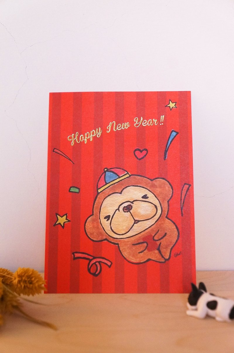 NEW- gilt New Year greeting cards - Lucky bouncing monkey - การ์ด/โปสการ์ด - กระดาษ สีแดง