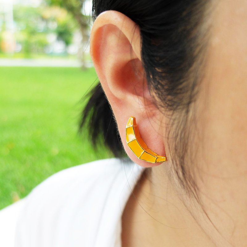 Glorikami Yellow Banana earrings - ต่างหู - วัสดุอื่นๆ สีเหลือง