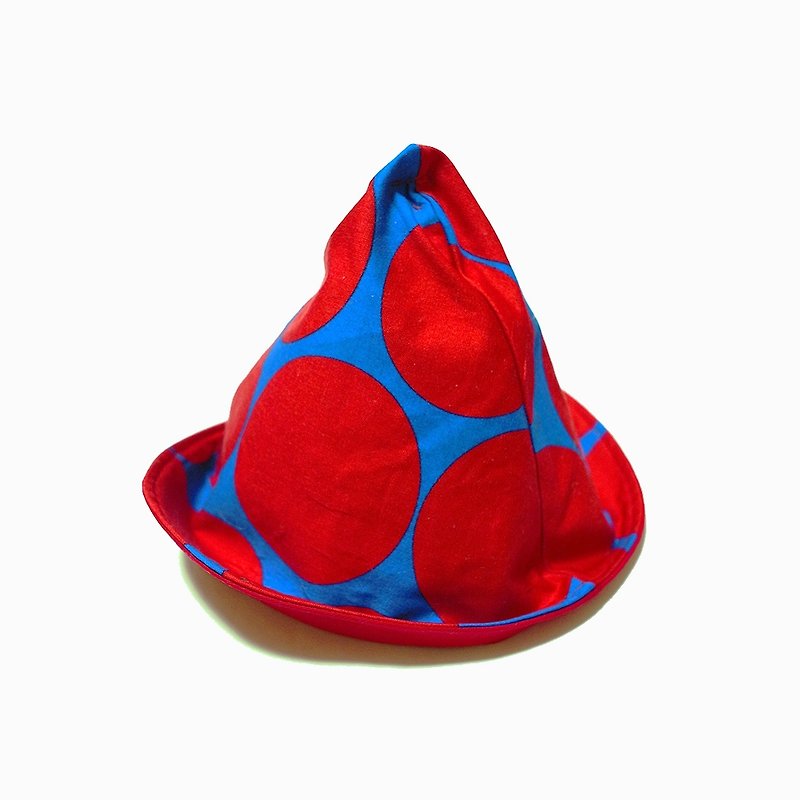 MERRY HEART限定デザインシグネチャーの赤と青のドット三角エルフ帽子 - 帽子 - その他の素材 レッド