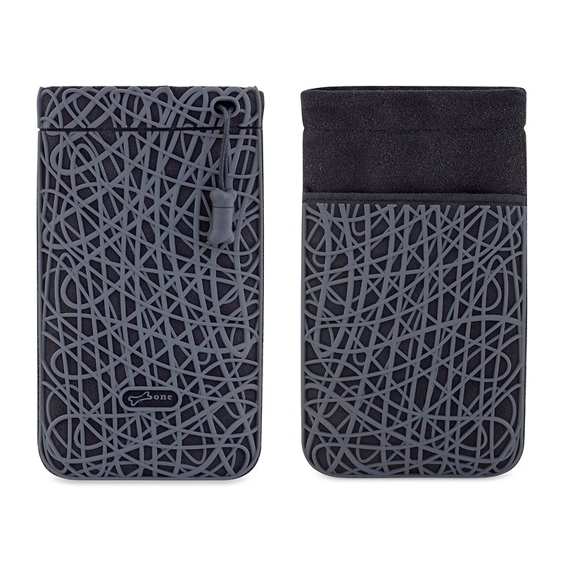 Phone Scribble random line microfiber pouch - gray - Phone Cases - Silicone Black